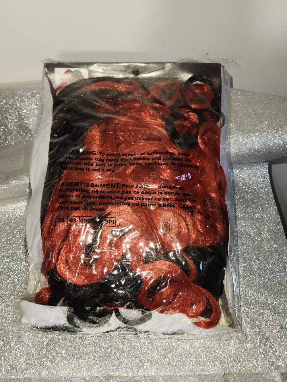 Women's Spirit Harequin Curls Red & Black Two-Tone Curly Pigtail Wig